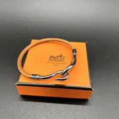 HERMES エルメス ジャンボブレスレット ブラウン シルバー 【極美品】
