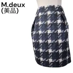 ＜美品＞M.deus チェック柄 ミディ丈 台形スカート 上品なカジュアルコーデ
