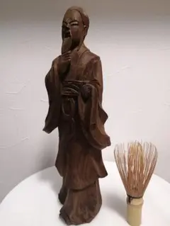 三国志 諸葛孔明 像 彫刻 木彫 29cm