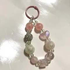 ピンク系ビーズキーホルダー ストラップ
