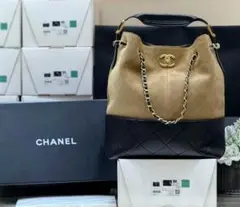 CHANEL ベージュ ブラック ショルダーバッグ