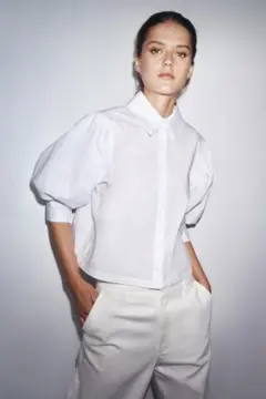 【新品タグ付き】ZARA ザラ　ZW　COLLECTION　ポプリンシャツ　M