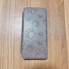 ギャラクシーS9 ケース 手帳型 グレー カード収納 足跡 耐衝撃