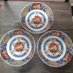有田焼　昇龍窯 金彩染付絵皿揃小鉢 3客