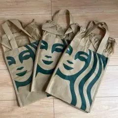 Starbucks スタバ　海外　不織布　エコバッグ　3枚セット　通常サイズ