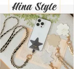 しまむら　hina　スマホストラップ　スマホショルダー　ブラック