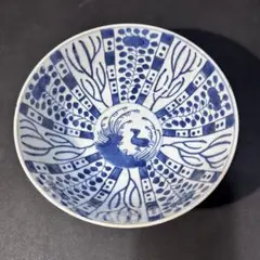明時代　染付　龍鳳紋　皿　飾り皿　宣徳　時代物　落款　民家蔵出し 明時代 染付 龍鳳紋 皿 飾り皿 宣徳 時代物 落款 民家蔵出し