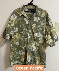 Ocean Pacific ハイビスカス柄 花柄 開襟シャツ アロハシャツＬ