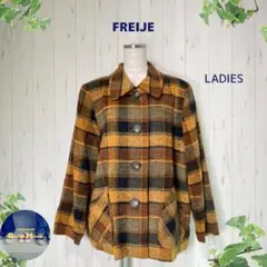 a2853 FREIJE チェックジャケット〔L〕ツィード 肩パッド