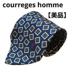 【美品】クレージュオム ネクタイ ペイズリー柄 シルク ネイビー 高級