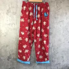 Y5494古着　柄パンツ　パジャマパンツ　赤　90s Y2K