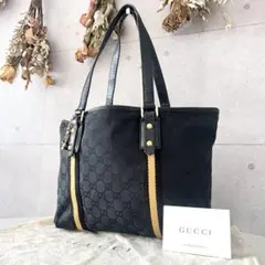 【鑑定済】GUCCI グッチ ミニトート 肩掛け チャーム シェリーライン 黒