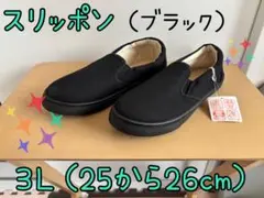 メンズレディース　スリッポン ブラック 3L (25〜26cm)
