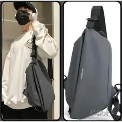 【新品】ボディバッグ メンズ 斜めがけ ショルダーバッグ グレー バイク 旅行