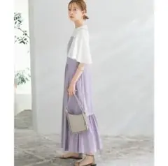 URBANRESEARCHROSSOサッカーボリュームキャミワンピースパープル