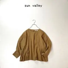 sun valley サイドギャザー　リネンブレンド　ブラウス