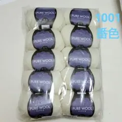 ピュアウール 10玉 ホワイト 毛糸 並太 1001 ワールドフェスタ ユザワヤ