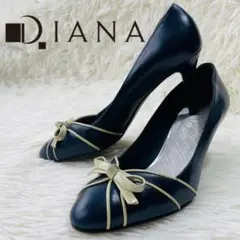 極美品✨DIANA ダイアナ パンプス エナメルリボンレザー ネイビー 25cm