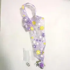 ♥美品♥首掛けストラップ　花柄　スマホホルダー パープル
