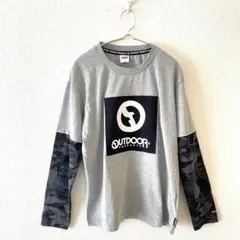 ☆✨未使用タグ付✨【アウトドア】ロングＴシャツ フロントプリント 綿混 160