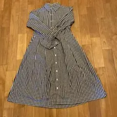 モリカゲシャツ　チェック柄 ロングシャツワンピース SS
