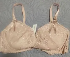 シルク　ピンク レースブラジャー　D75