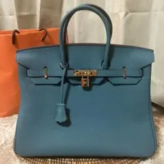未使用⭐︎ハンドバッグ ノーブランド ブルージーン＆ゴールド金具 A4OK