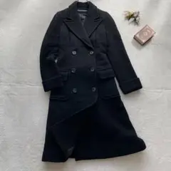 L61【カシミヤ混】ラルフローレン チェスターコート ダブル ロング ブラック
