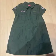 ミリタリー　アーミー　ロングトップス　ワンピース　チュニック　ロングシャツ