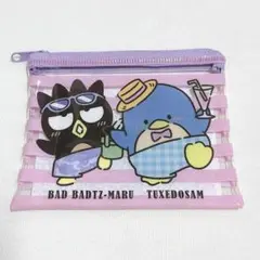 サンリオ✖️スシロー　バッドバッツマル タキシードサム ポーチ　はぴたんぶい