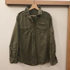 最終価格 エディ・バウアー ミリタリーシャツ オリーブ