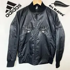 アディダス　オールブラックス　スカジャンデザイン　ジップアップパーカー　S 刺繍 adidas アディダス ラグビー オールブラックス ジップアップ