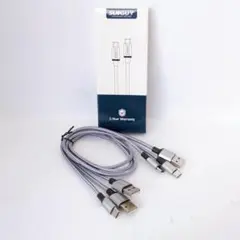 USB C ケーブル 0.5M 3本 QC3.0最大18W急速充電 グレー