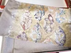 綴れ スワトウ 汕頭 帯 十二ヶ月 扇子 花 四季