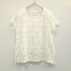MＳCollection　レーストップス　ブラウス　サイドスリット　肩パッドあり