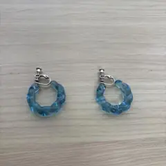 青色 フープイヤリング