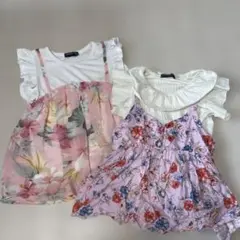フラワープリント フリル付きTシャツ　120センチ　２枚セット