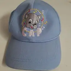 水色キャップ 動物刺繍 CAP