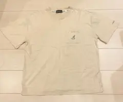 【美品】KANGOL 半袖 ポケット付きTシャツ ベージュパープル ロゴ刺繍