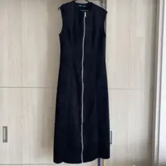 ZARA 黒 ジッパースエードワンピース　Ｓ