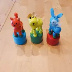 プッシュパペット おもちゃ 子供 揺れる 親 玩具 動物 可愛い 面白い 木製