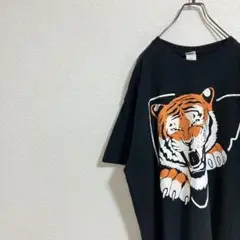 【バックプリント】GILDAN ギルダン　タイガー　Tシャツ　黒　XL