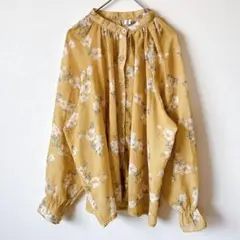 クアシダ 花柄シアーブラウス 160/84A イエロー 華やか 可愛い ゆったり