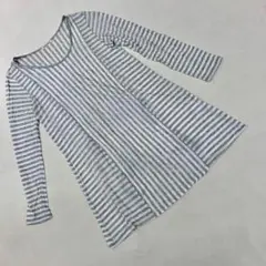 Double dazzle テンセル ボーダー 長袖 チュニック グレー 2