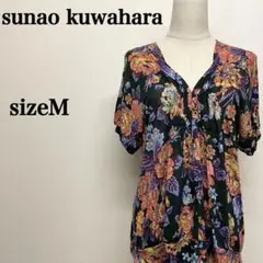 sunao kuwahara Vネック花柄 とろみドレープ Mサイズカットソー