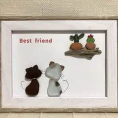 シーグラスアート♥︎１９５　Best friend 猫