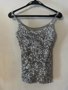 ローズクォーツ　スパンコール シルバーキャミソール