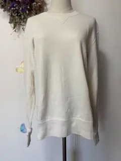 ホワイト クルーネック トレーナー