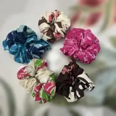 花柄シュシュ5個セット