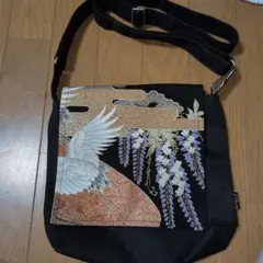 京都 和柄鞄 和作美 和柄ショルダーバッグ 鶴と藤の花